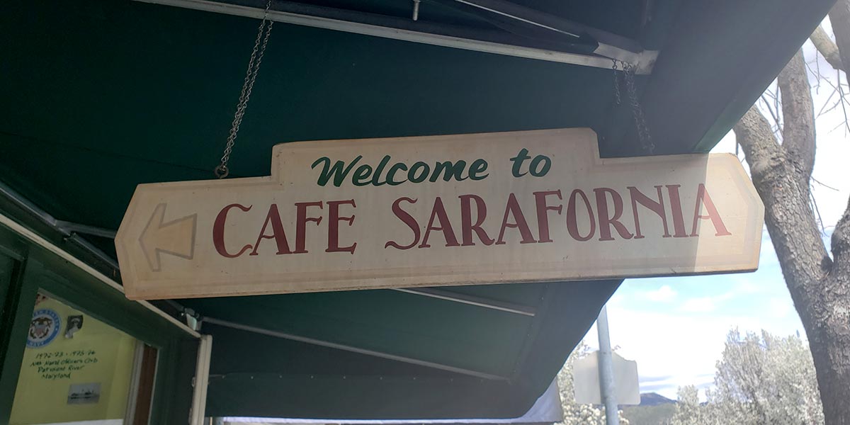 Welcome Sign at Cafe Sarafornia