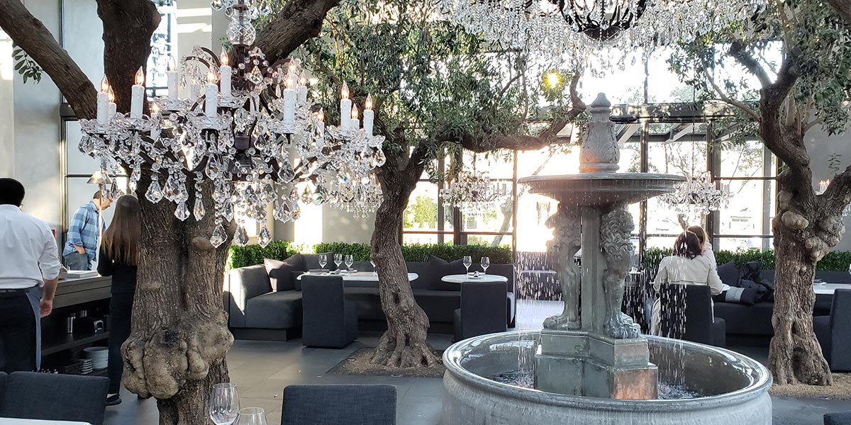 Seating Area with Fountain of RH Yountville Restaurant